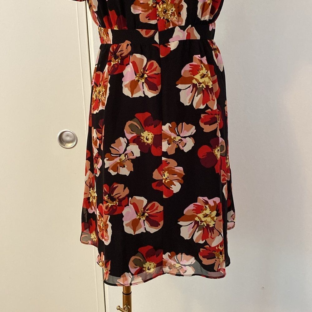 Madewell Black and Red Tulip-Sleeve Mini Dress in French Rose Size 0 - Picture 10 of 16